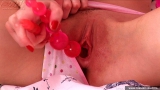 Blonde teen toying her pussy