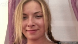 Russian teen blonde plays with panties in the pussy and