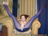 Teen in purple pantyhose posing