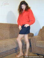 Pantyhose teen brunette does sexy posing