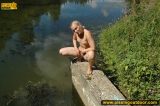 Outdoor pissing in the lake