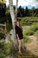 Pissing on a ground outdoor