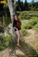 Pissing on a ground outdoor