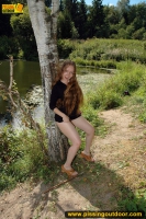Pissing on a ground outdoor