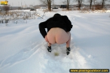 Teen brunette winter outdoor pissing