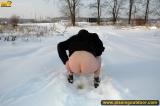 Teen brunette winter outdoor pissing