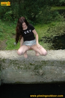 Outdoor pissing in the park pool