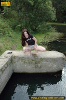Outdoor pissing in the park pool