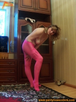 Magenta pantyhose play of blonde mom