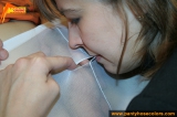Pantyhose teen brunette blowjob and fucking