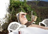 On the terrace over minidress