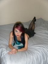 Hot sexy punk teenage girl bra, panties, fishnets