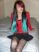 Hot sexy punk teenage girl bra, panties, fishnets