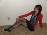 Hot sexy punk teenage girl bra, panties, fishnets