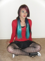 Hot sexy punk teenage girl bra, panties, fishnets