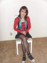 Hot sexy punk teenage girl bra, panties, fishnets