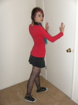 Hot sexy punk teenage girl bra, panties, fishnets