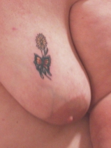 Exposing myself with my new tittie tattoo and lingerie