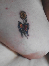 Exposing myself with my new tittie tattoo and lingerie