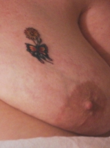 Exposing myself with my new tittie tattoo and lingerie