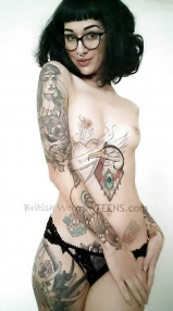 Tattooed hipster teen strips down - she wants cum on her bum