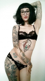 Tattooed hipster teen strips down - she wants cum on her bum