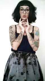 Tattooed hipster teen strips down - she wants cum on her bum