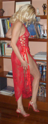 my long transparent red dress