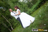 Gang bang in fresh air with slutty bride