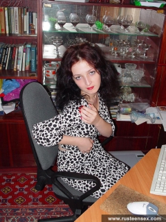 Posing near computer - N