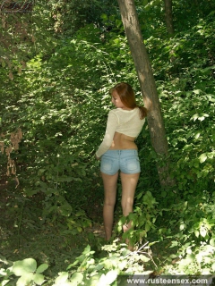 Teen blonde posing naked outdoor - N