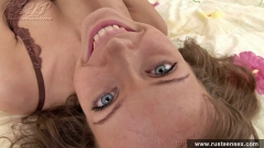 Teen brunette with shaved pussy masturbates - N