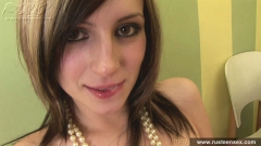 Russian teen blonde plays with pearls and masturbates - N