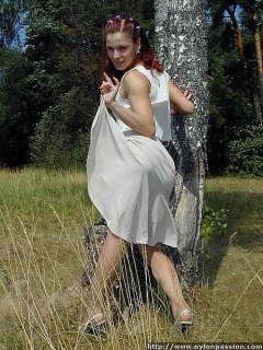 Girl exhibiting herself outdoor - N