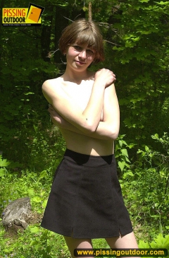 Pissing outdoor in the summer forest - N