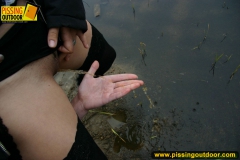 Teen brunette lesbians outdoor watersports pissing - N