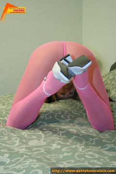 Pantyhosed rainbow-girl admiring herself - N