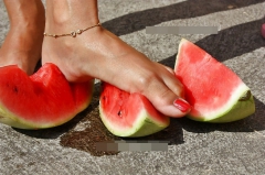 Mature feet and watermelon - N