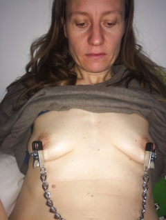 nipple clamps on slut claire - N