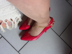 Rubbing cock with my heels on - N