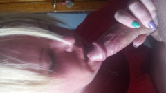 Blonde slut deapthroats cock - N