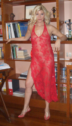 my long transparent red dress - N