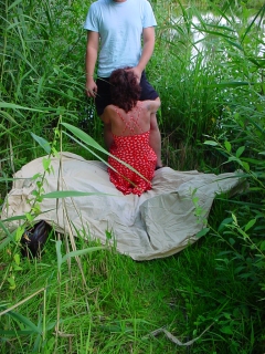 my wife with youngboy outdoor blowjob - N