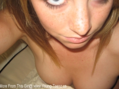 Young American College Teen With Cute Freckles Plays With - N