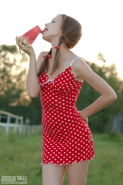 Teen in red dress - N
