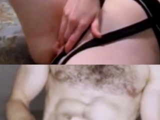Brunette teen teasing and helping old man cum