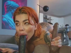 Big booty busty babe BBC dildo riding and sucking