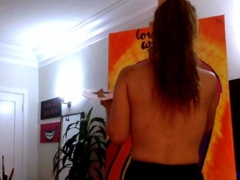 Very hot busty brunette solo masturbation on webcam