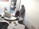 Russian amateurs fuck on office desk spycam