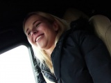 Blonde teen in panties banged in car pov